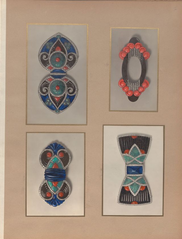 صفحات من أرشيف Boucheron – لوحات من كتاب توثّق إبداعات عُرضت في المعرض الدولي عام 1925