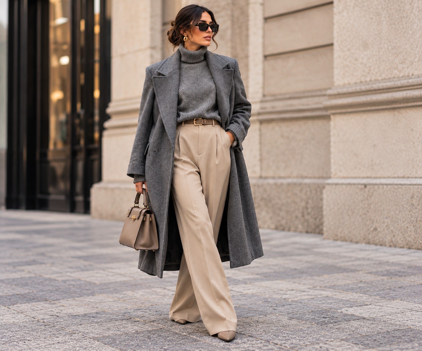 الرمادي والبيج.. أناقة هادئة بأسلوب Casual Chic