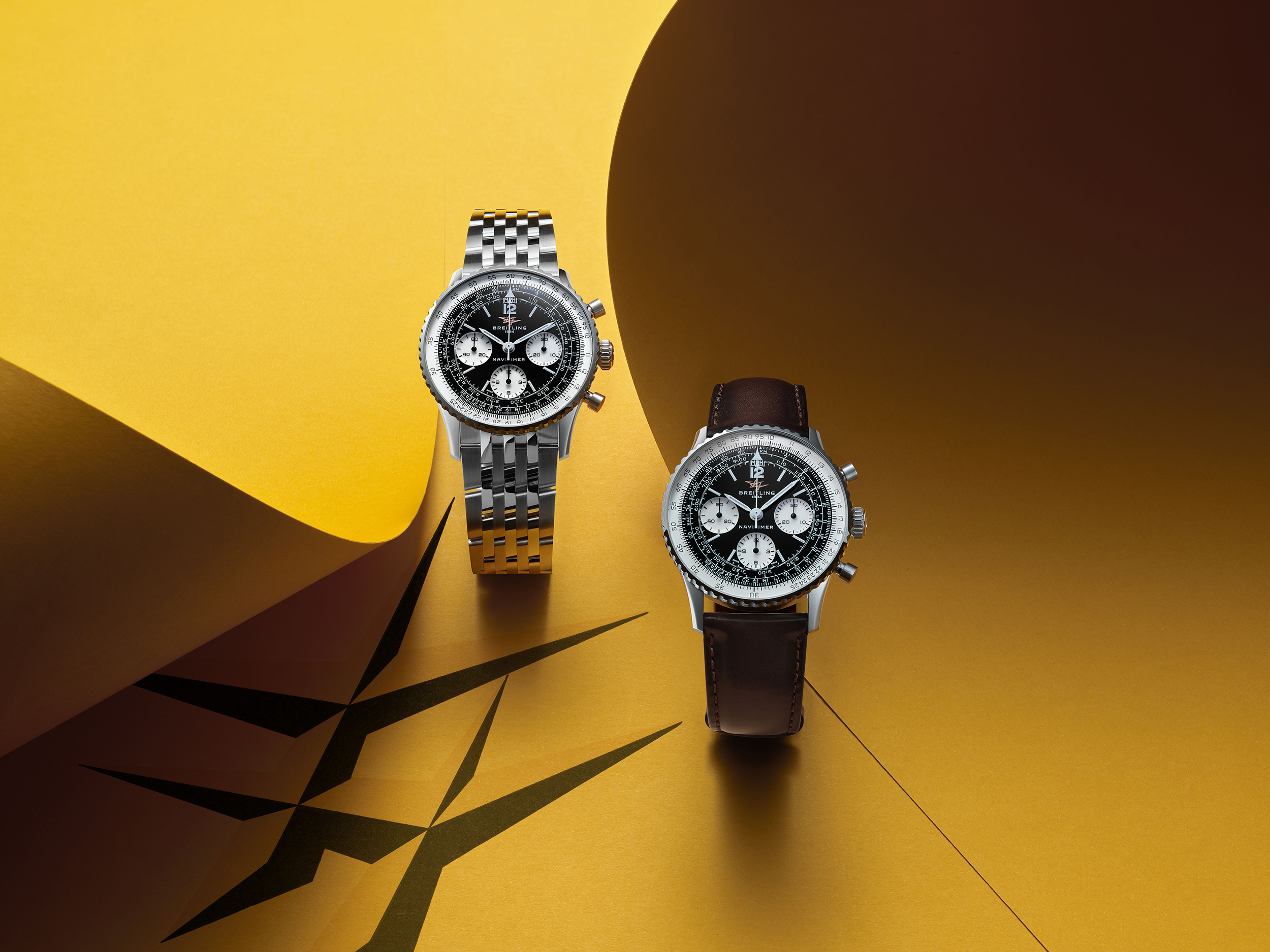 ساعة Navitimer B09 Chronograph 41 من بريتلينغ بميناء أسود وسوار جلدي أنيق ساعة Navitimer B09 Chronograph 41 من بريتلينغ بميناء أسود وسوار جلدي أنيق