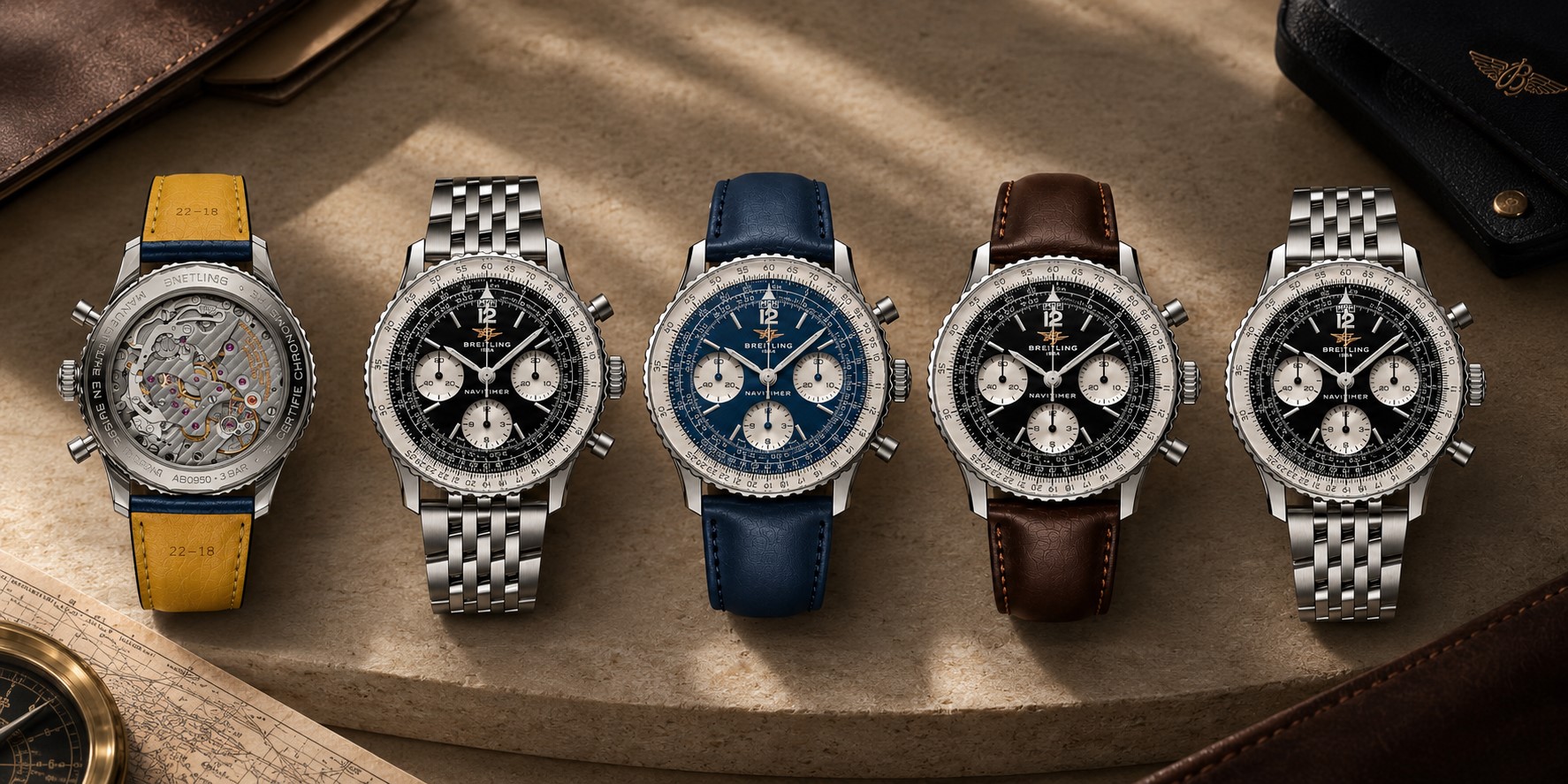 مجموعة من ساعات Navitimer العريقة من بريتلينغ مجموعة من ساعات Navitimer العريقة من بريتلينغ