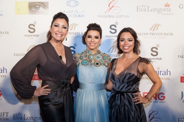 Eva Longoria with the Founders of The Global Gift Gala Dubai, Maria Bravo and Alina Peralta