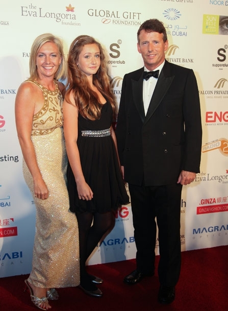 Katie Kittermaster with her parents at The Global Gift Gala Dubai