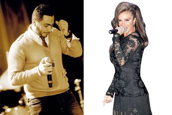 تامر حسني ونيكول سابا يحتفلان في أميركا