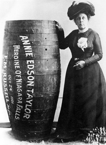 10-Annie Edison Taylor the first person to survive going over Niagara Falls in a barrel 1901