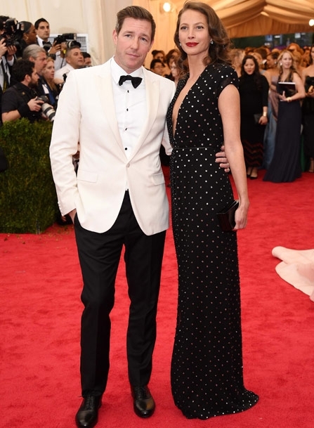 Christy Turlington Burns in Calvin Klein Collection with her Husband Ed Burns