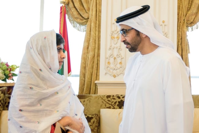 محمد بن زايد يستقبل الفتاة الباكستانية مالالا