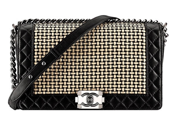 Two tone tweed and leather BOY CHANEL bag