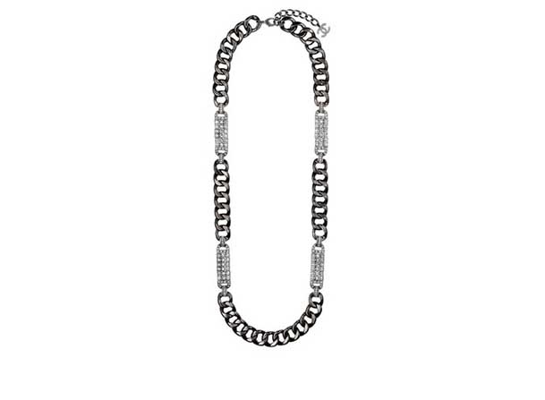 Chain metal and strass long necklace