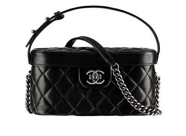 Black leather vanity case