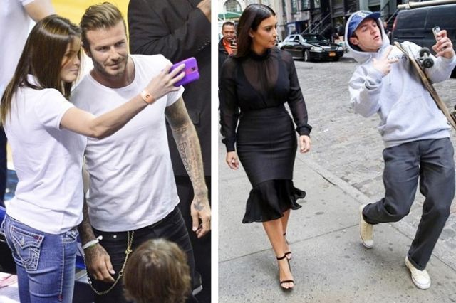 دايفيد بيكهام وكيم كارداشيان ضحيتا السيلفي!