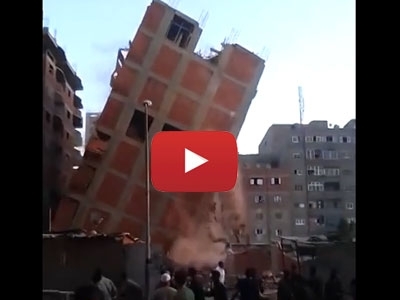 فيديو مأساوي- توثيق لحظة انهيار مبنى من <strong  dir='ltr'>8</strong> طوابق وسط صراخ الأهالي