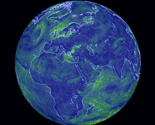 خارطة تفاعلية لمعرفة سرعة الرياح وإتجاهها