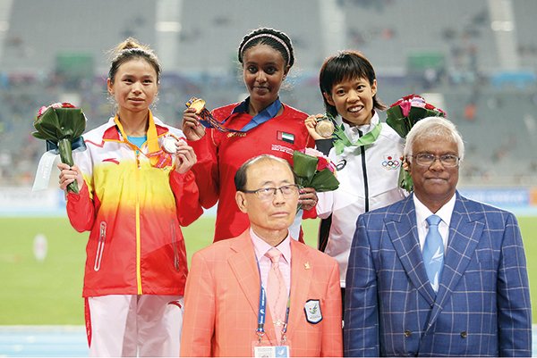 الميدالية الذهبية لعداءة الإمارات في الألعاب الأسيوية