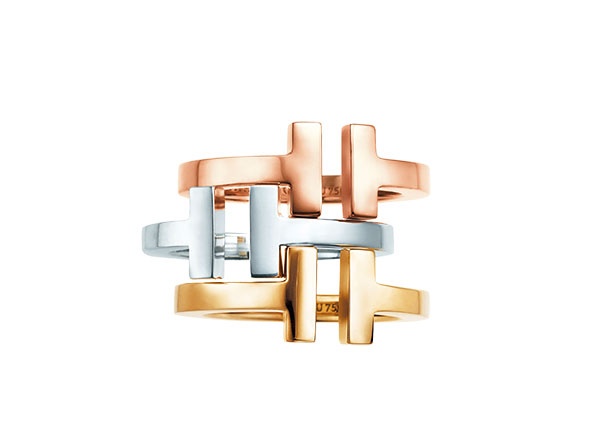 خواتم من الذهب الأبيض والذهبي والوردي من Tiffany