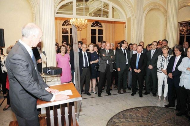 رئيس الجامعة الأميركية في بيروت د. بيتر دورمان خلال إلقاء كلمته
