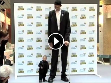 بالفيديو- أقصر رجل على وجه الأرض يقابل أطول رجل في العالم!