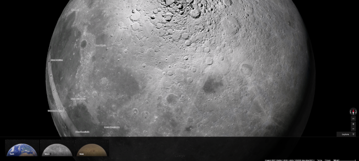 غوغل تُضيف خرائط عالية الدقة للقمر والمريخ