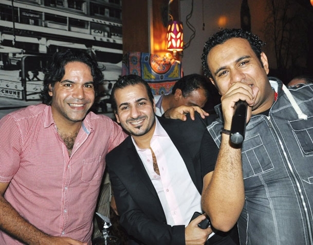 المطرب الشعبي محمود الليثي وجمال شوقي والكابتن مدحت عبد الهادي