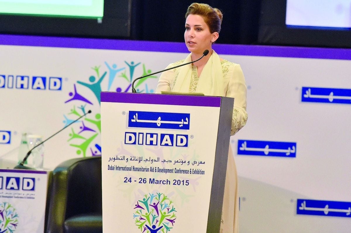 الأميرة هيا تطّلع على مشروع «سلمى» الإغاثي في معرض «ديهاد 2015»