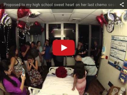 فيديو مؤثر - شاب يطلب يد حبيبته المصابة بالسرطان بعد انتهائها من آخر جلسة من العلاج الكيميائي