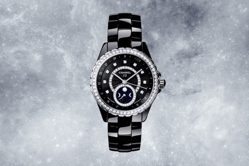 J12 Moonphase Black with Diamonds sky