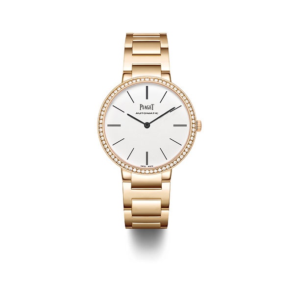 PIAGET ساعة Piaget Altiplano المميّزة برقتها تأتي بسوار ذهبي باللون الأبيض أو الأصفر