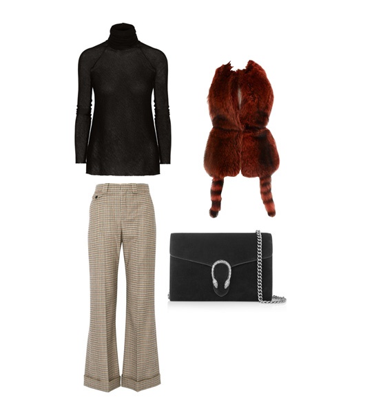 Chloe Pants - Givenchy Fur Vest - Gucci Bag - THE ELDER STATESMANT Turtle Neck