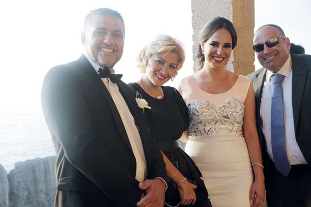 الزميلان رشا عطوي وجيلبير ميني مع العروسين