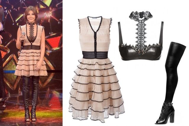 ALEXANDER MCQUEEN Dress $5,195 - ALEXANDER MCQUEEN Halter-Neck Lace Top $2,755 - PAUL ANDREW Shoes $1,995
