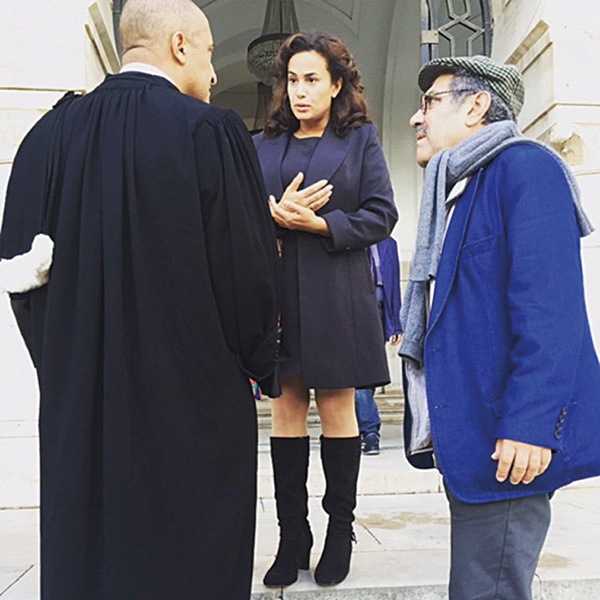 هند صبري إلى جانب المخرج رضا الباهي