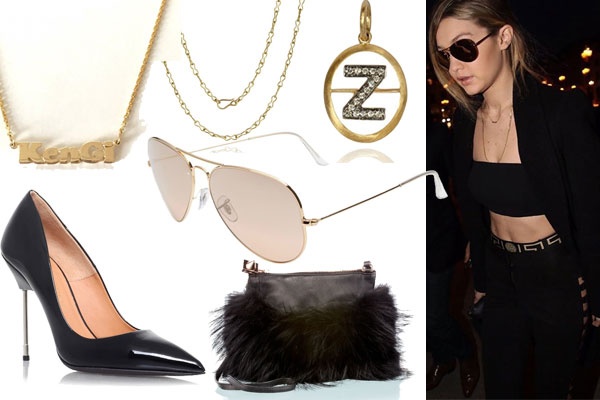 Annoushka Jewellery Classic Chain Necklace $3,200 - Annoushka Jewellery Letter Z $652 - Emm Kuo Bag $380 - Kurt Geiger Pumps $450 - Lola James Kengi Jewelry $275 - Ray-Ban Sunglasses $160