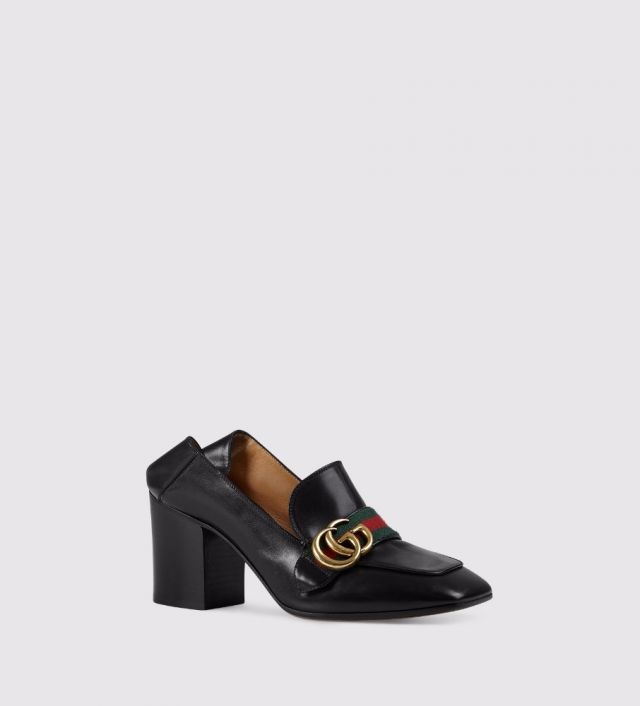 leather mid-heel loafer