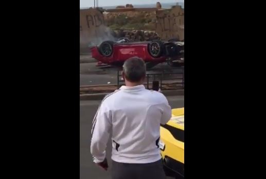 فيديو مروع – لحظة تحطم سيارة بورش في بيروت