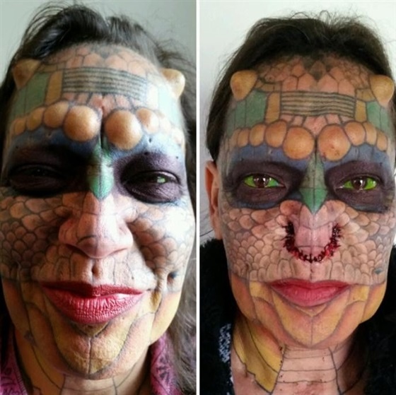 بالفيديو - مديرة بنك تزيل انفها وتشوه وجهها لتتحول الى وحش!