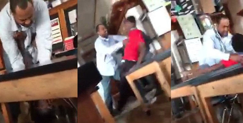 بالفيديو- أستاذ يخنق تلميذه ويرميه أرضاً!! شاهدوا ماذا حصل