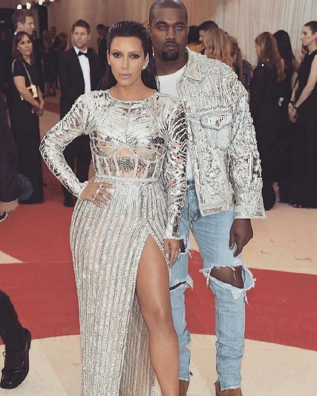 Kim Kardashian& Kanye West in Balmain