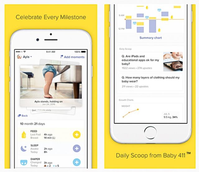 Glow Baby
إنه تطبيق مجاني لنظاميّ الأندوريد والآيفون، يتيح للأهل الجدد مراقبة نمو ولدهم يوماً بعد يوم، بحيث يدوّنون كل شيء من وجبات الطعام إلى ساعات النوم.