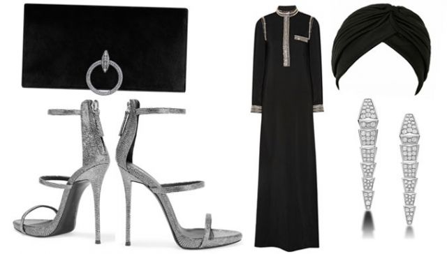 Lanvin $4,650 - BVLGARI Earings - Chanel Clutch - Giuseppe Zanotti Sandals $845 - Turban