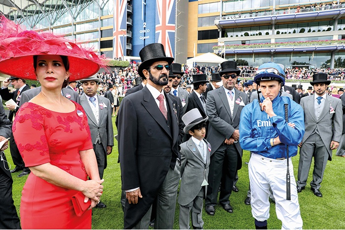 محمد بن راشد والأميرة هيا في مهرجان «رويال أسكوت» يشهدان انتصارات الفريق الإماراتي