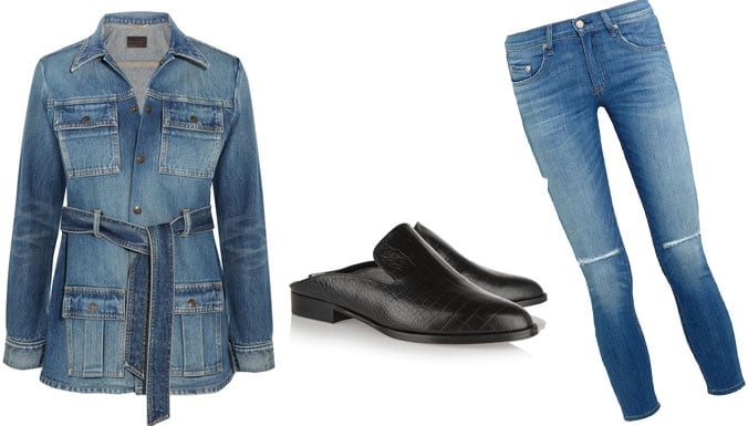 RAG & BONE Jeans $215 - Robert Clergerie slippers $495 - Saint Laurent Jacket $1.490