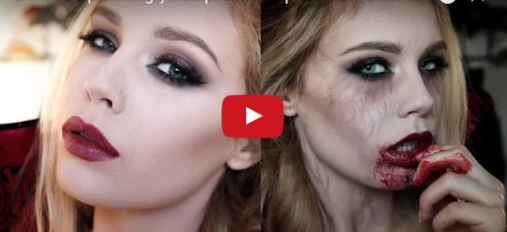 بالفيديو - لن تصدقوا كيف تحول هذه الفتاة بالمكياج الى مصاصة دماء! اليكم الطريقة...