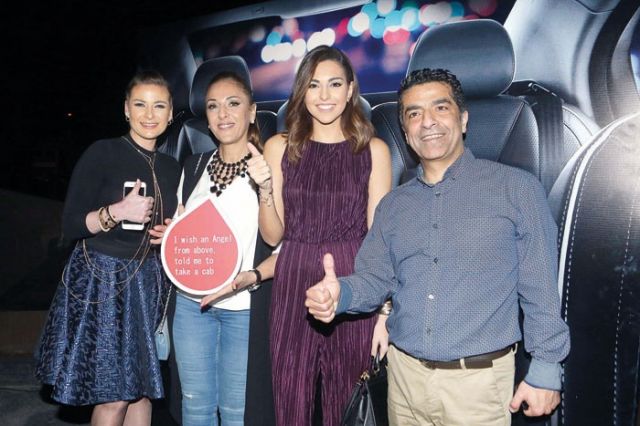 فادي جبران وزوجته لينا مع فاليري أبو شقرا  وباميلا الكيك، خلال سهرة بعنوان «تاكسي نايت Taxi Night»،  من تنظيم جمعية «كن هادي Kunhadi»