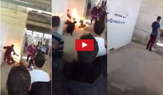 فيديو مروّع (+18) - لاجئ سوري يائس يحترق بنار الانتحار