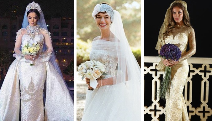 صور تخطف الأنفاس- شاهدي النجمات في فساتين الزفاف!