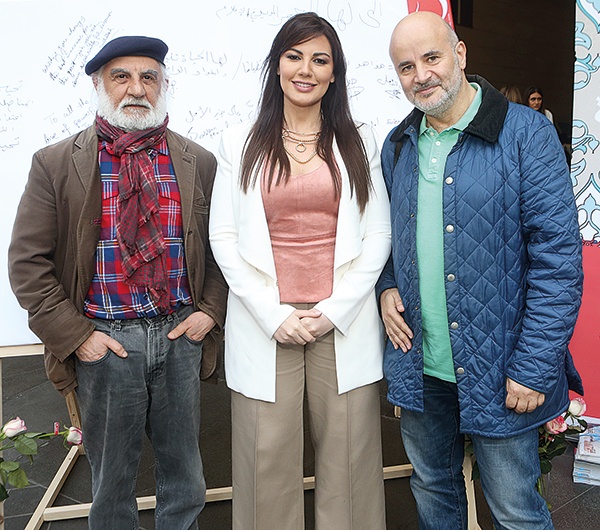 عمّار عبد ربّه مع دارين حمزة والمخرج نيغول بازجيان