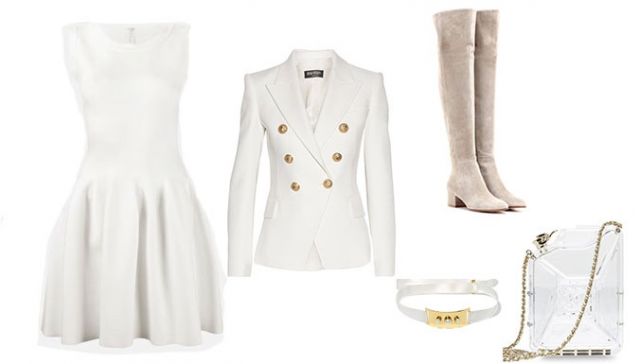 ALAÏA$ 1,987 - Balmain Blazer $1,790 - Cornelia Webb Choker $195 - Gianvito Rossi $1,154 - Chanel