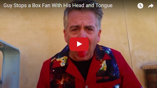 فيديو لأصحاب القلوب القوية - أوقف مروحة معدنية سريعة بلسانه... شاهدوا قوته!!