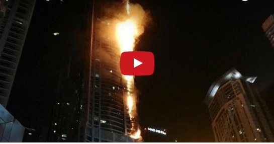 عاجل وبالفيديو - حريق ضخم في أعلى مباني دبي.. وهل من ضحايا؟